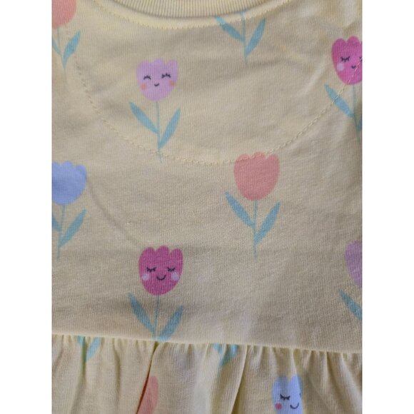 NWT Baby Girl Yellow Flower Print Jersey Dress – Size 3–6 Months - Picture 4 of 4